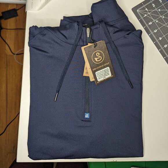 New Swannies Vandyke Mens XL Navy Blue Lightweight Performance Zip Golf Hoodie - Picture 5 of 8